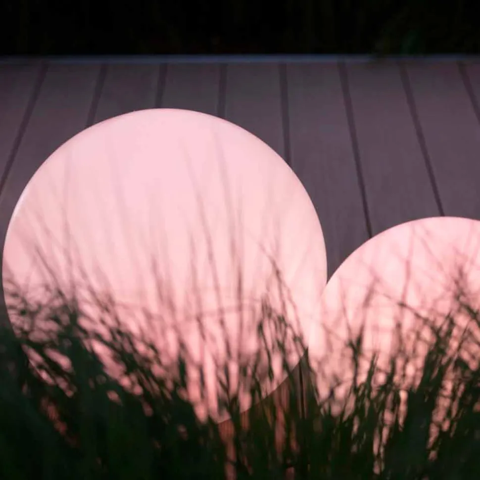 Lampada da Terra Led Multicolore in polietilene Bianca, Design Tondo - Globostar