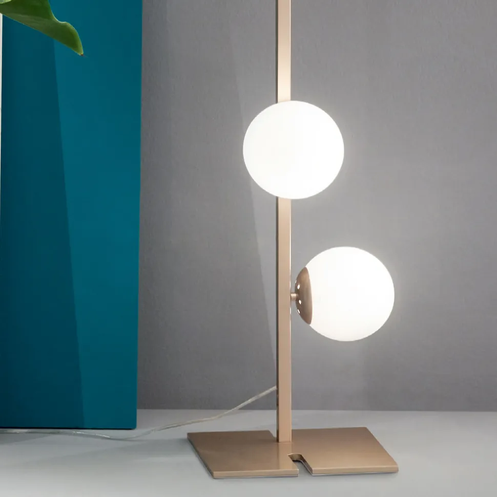 Lampada da Terra Moderna in Metallo Nero o Oro e Vetro Soffiato - Birga
