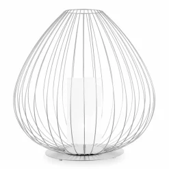 Lampada da Terra o da Appoggio in Filo Metallico Bianco o Bronzo - Lanterna