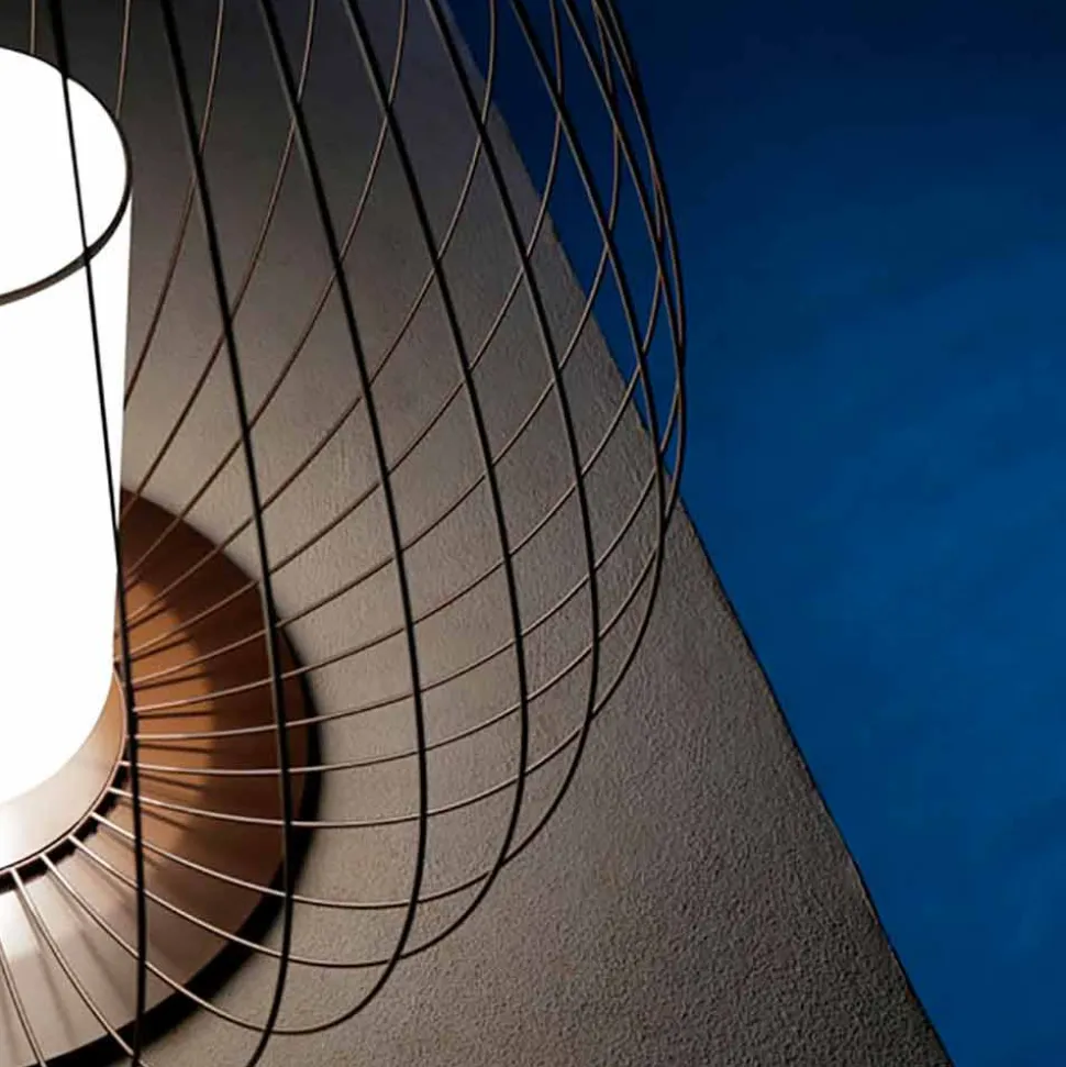 Lampada da Terra o da Appoggio in Filo Metallico Bianco o Bronzo - Lanterna