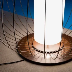Lampada da Terra o da Appoggio in Filo Metallico Bianco o Bronzo - Lanterna