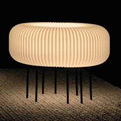 Lampada da Terra per Interni in Polietilene Alabastro Made in Italy - Disco