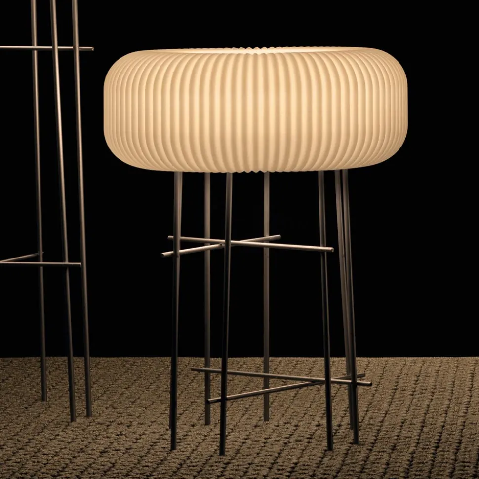 Lampada da Terra per Interni in Polietilene Alabastro Made in Italy - Disco