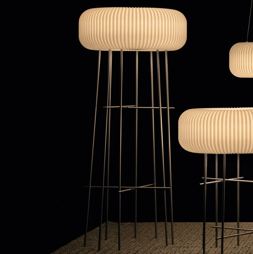 Lampada da Terra per Interni in Polietilene Alabastro Made in Italy - Disco
