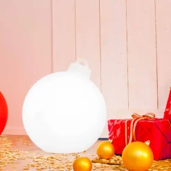 Lampada di Decoro da Interno o Esterno Palla di Natale Rossa, Bianca - Pallastar