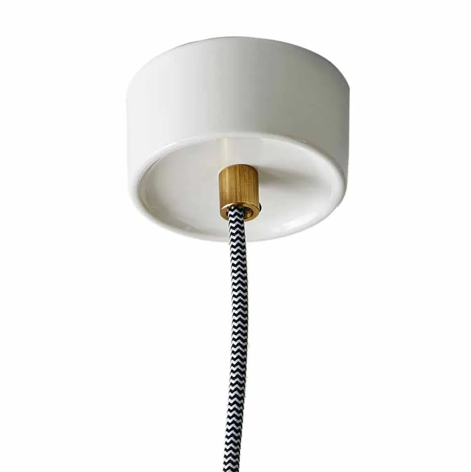 Lampada di design a sospensione in legno e ceramica made in Italy Asia