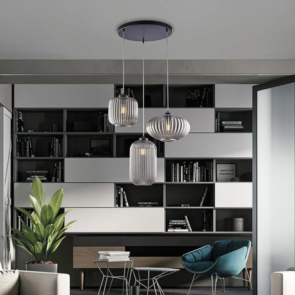 Lampada di Design in Metallo in Vetro 3 Luci Made in Italy - Tucana