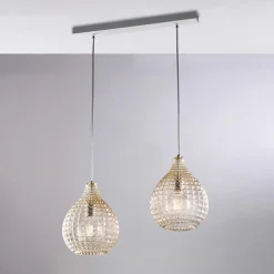 Lampada di Design in Metallo in Vetro con Pendenti in effetto cristallo - Atlas
