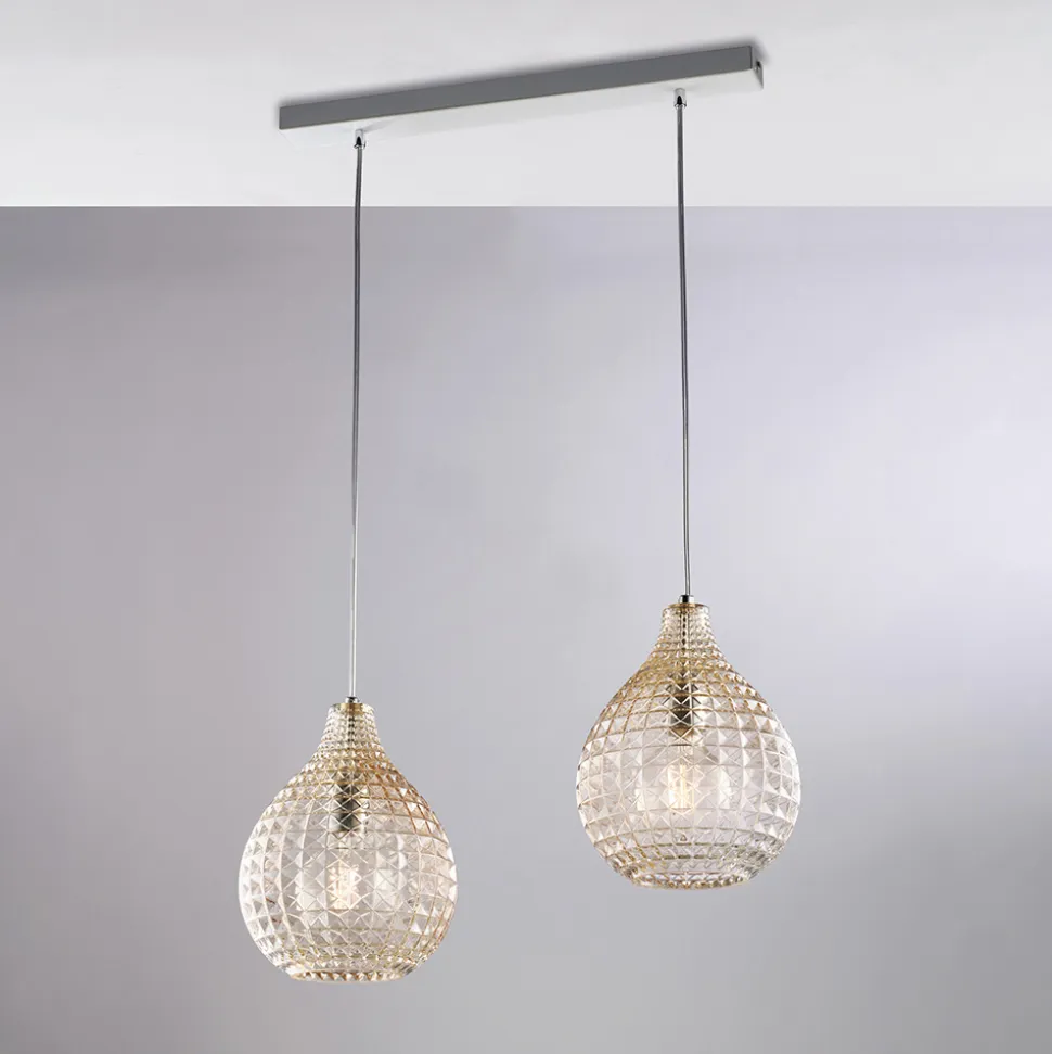 Lampada di Design in Metallo in Vetro con Pendenti in effetto cristallo - Atlas