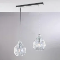 Lampada di Design in Metallo in Vetro con Pendenti in effetto cristallo - Atlas