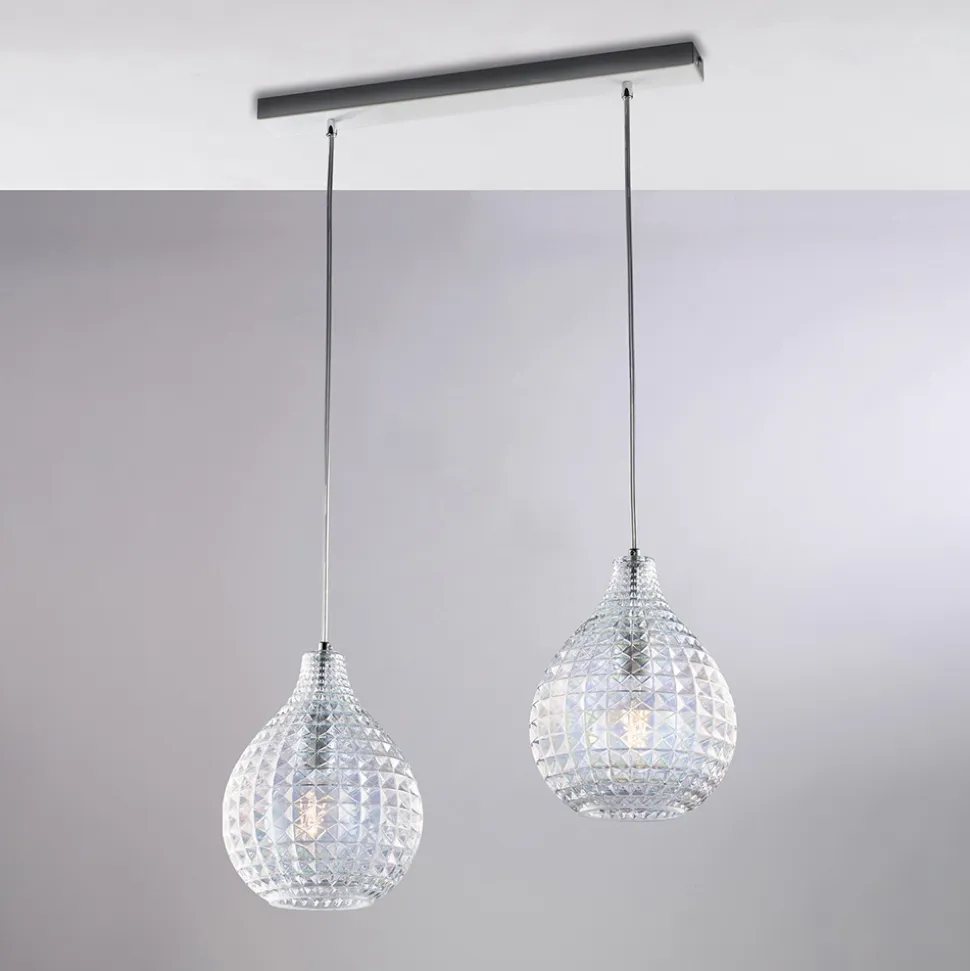 Lampada di Design in Metallo in Vetro con Pendenti in effetto cristallo - Atlas