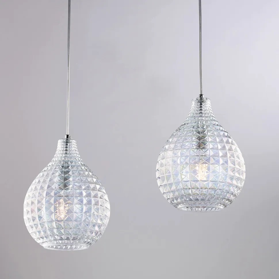 Lampada di Design in Metallo in Vetro con Pendenti in effetto cristallo - Atlas