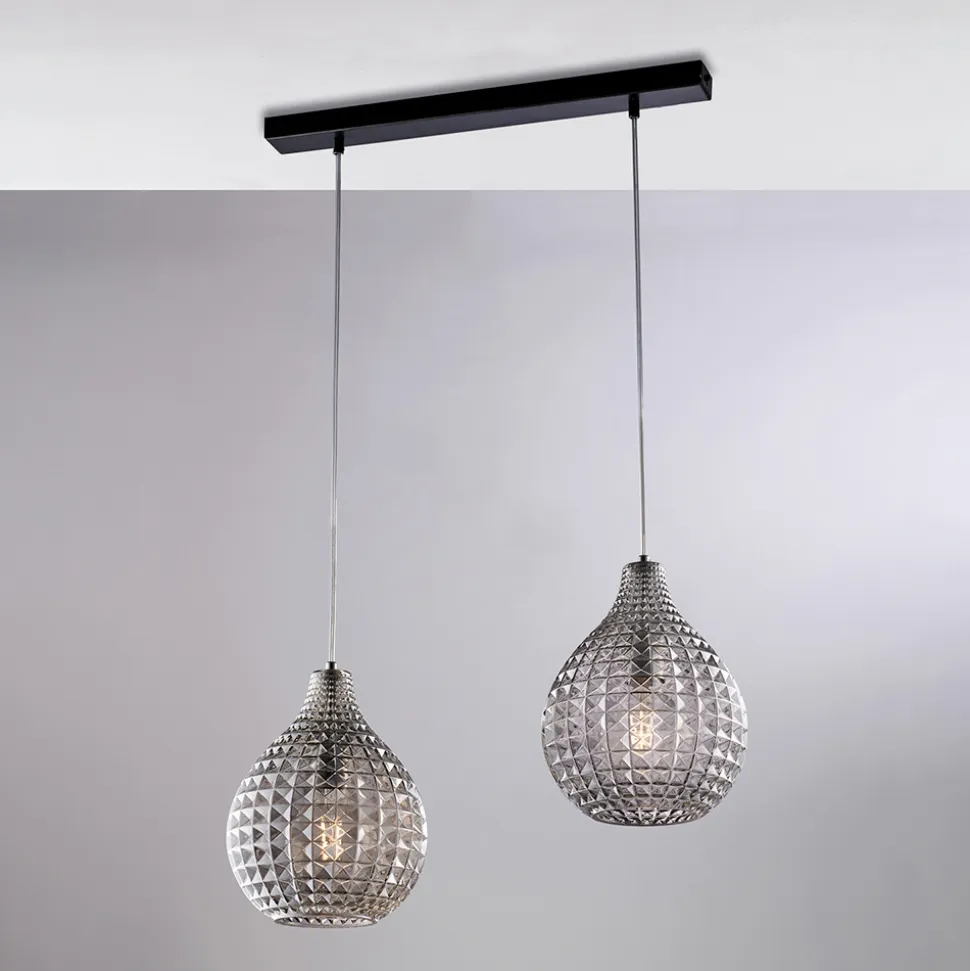 Lampada di Design in Metallo in Vetro con Pendenti in effetto cristallo - Atlas