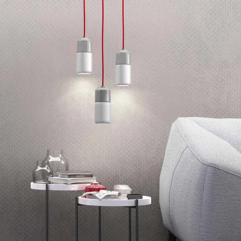 Lampada di design sospesa in ceramica e alluminio made in Italy Asia