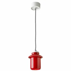Lampada di design sospesa in ceramica rossa fatta in Italia Asia