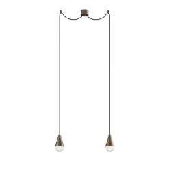 Lampada Doppia a Sospensione in Ferro e Vetro Made in Italy - Nuvoloso