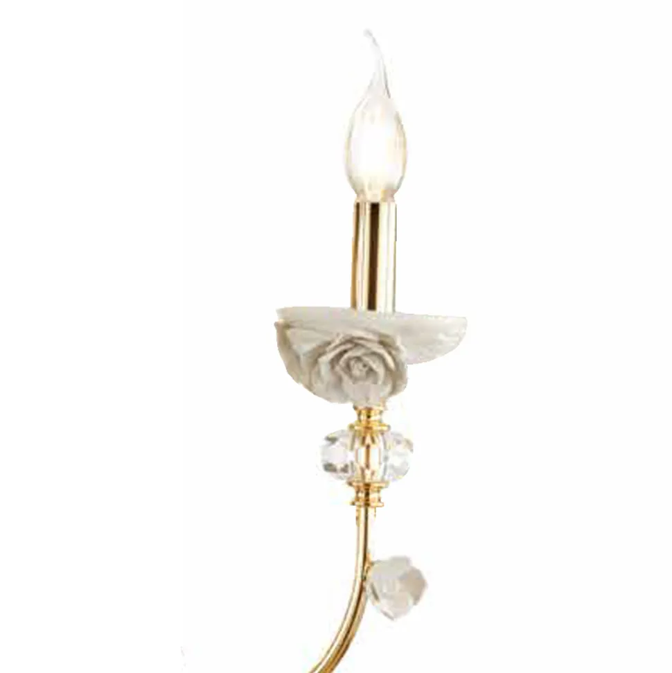 Lampada Flambeaux 7 Luci Classica in Porcellana e Vetro Soffiato - Eteria