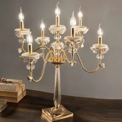 Lampada Flambeaux 7 Luci Classica in Porcellana e Vetro Soffiato - Eteria