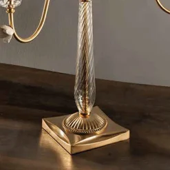 Lampada Flambeaux 7 Luci Classica in Porcellana e Vetro Soffiato - Eteria