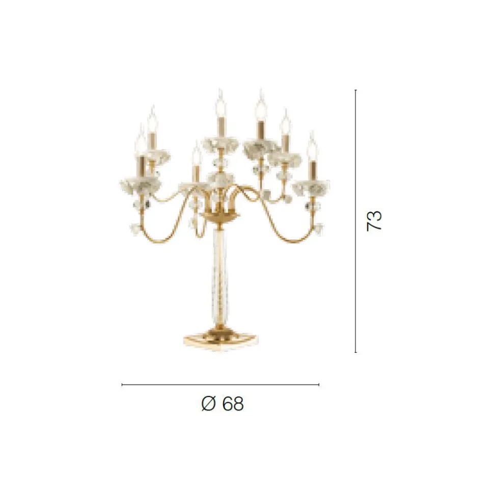 Lampada Flambeaux 7 Luci Classica in Porcellana e Vetro Soffiato - Eteria
