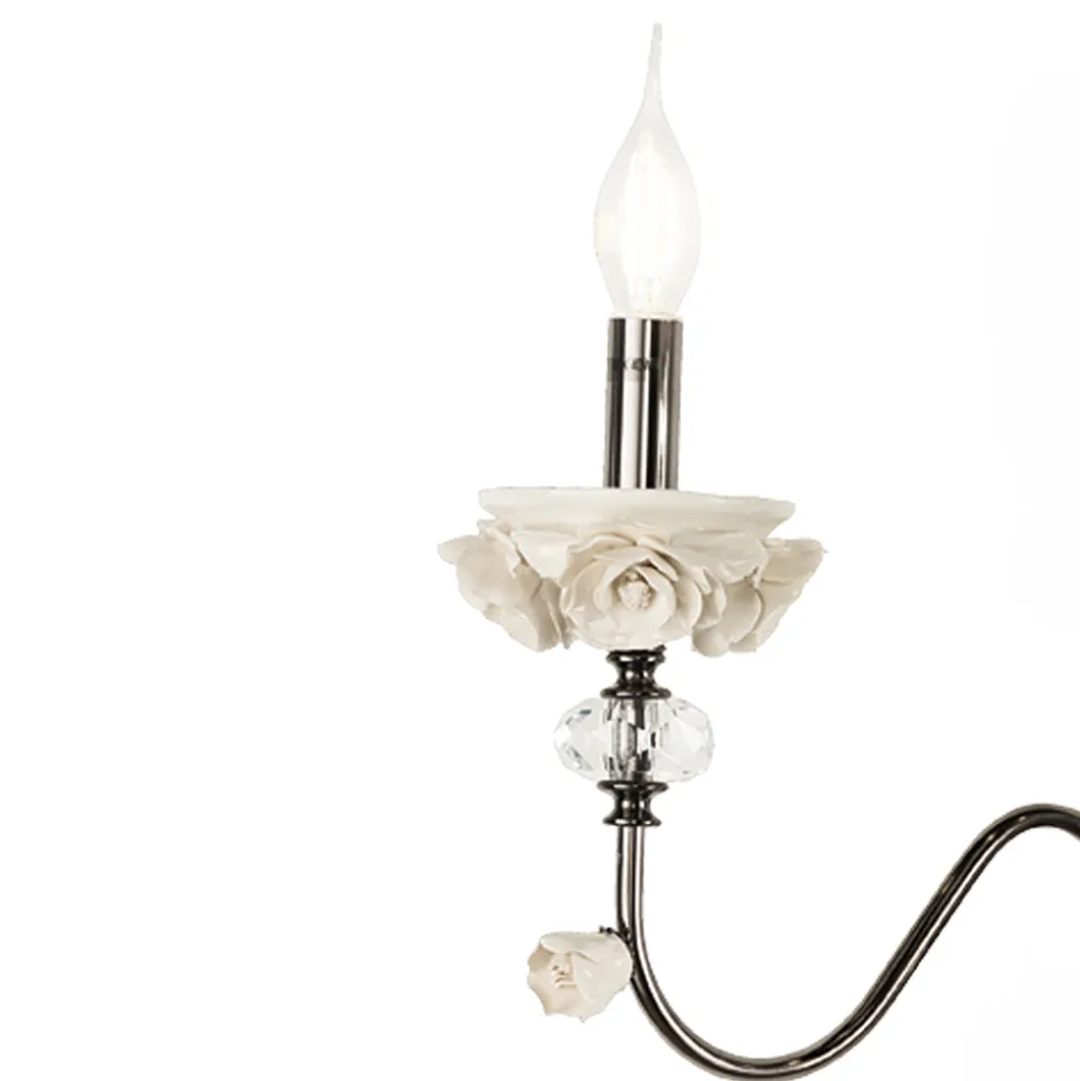 Lampada Flambeaux 7 Luci Classica in Porcellana e Vetro Soffiato - Eteria