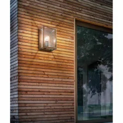 Lampada industriale da parete in ottone e vetro Quadro Il Fanale
