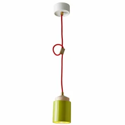 Lampada in legno di faggio e ceramica sospesa fatta in Italia Asia