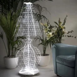 Lampada Led da Terra Plexiglass Marcato a Laser Moderna 3 Misure - Raissa
