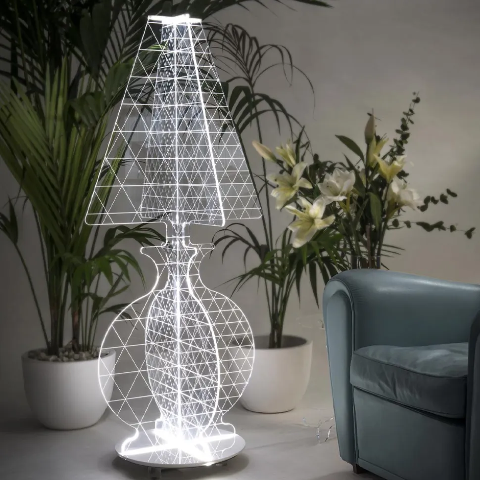 Lampada Led da Terra Plexiglass Marcato a Laser Moderna 3 Misure - Raissa