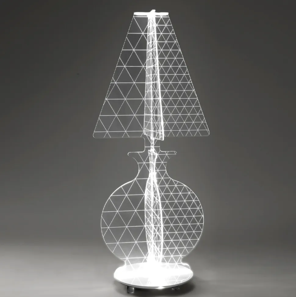 Lampada Led da Terra Plexiglass Marcato a Laser Moderna 3 Misure - Raissa
