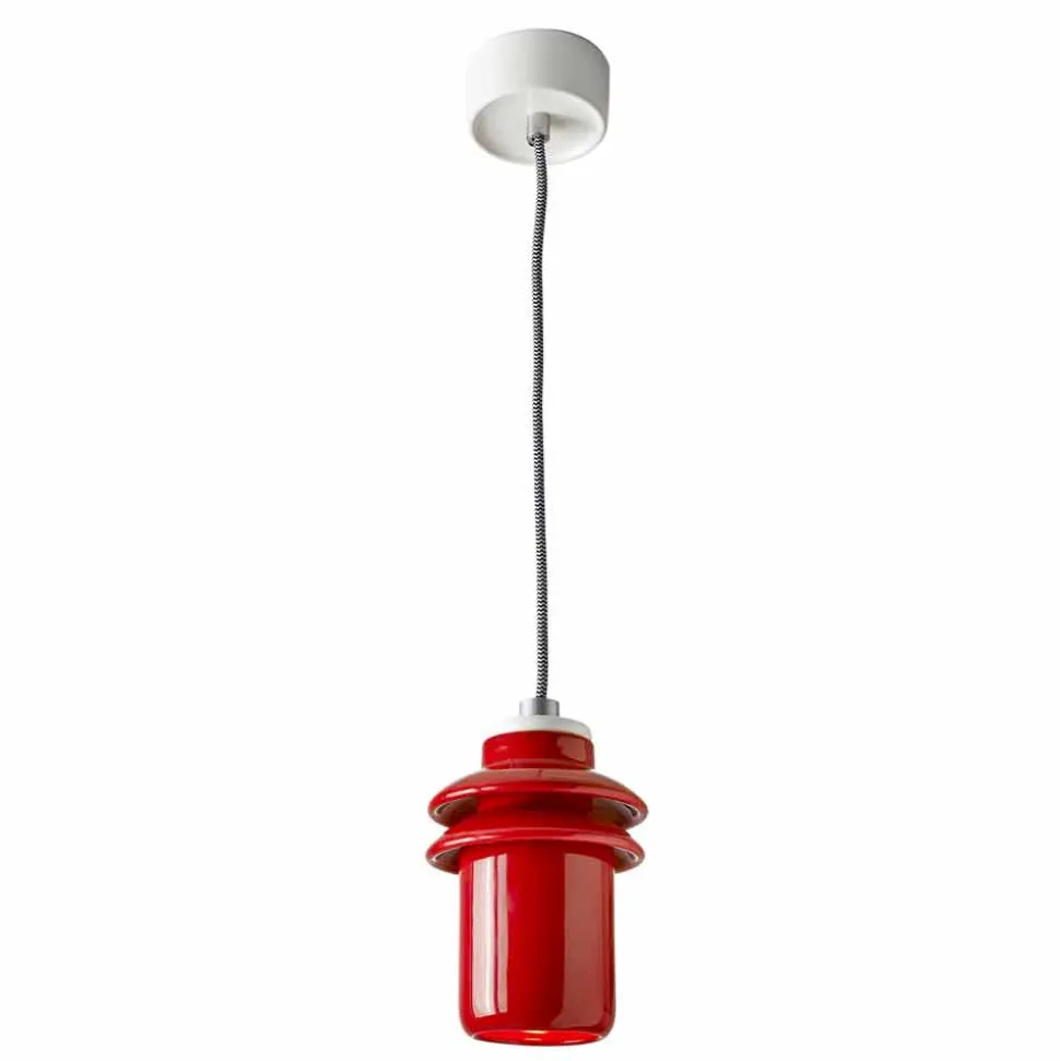 Lampada moderna a sospensione in ceramica rossa made in Italy Asia