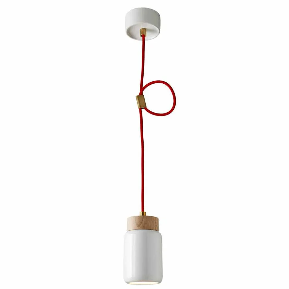 Lampada moderna a sospensione in ceramica bianca made in Italy Asia
