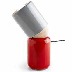 Lampada moderna da tavolo ceramica e legno di faggio made Italy Asia