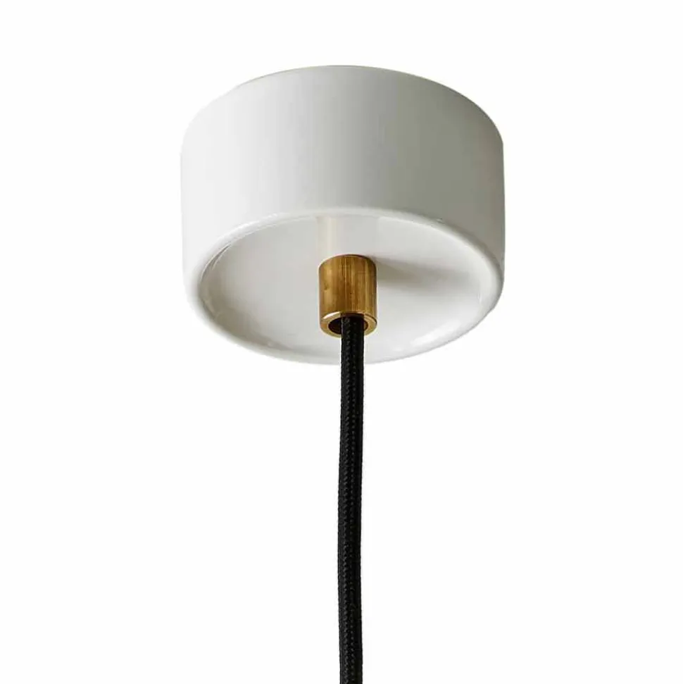 Lampada moderna sospesa in ottone e ceramica fatta in Italia Asia