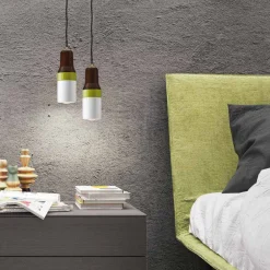 Lampada moderna sospesa in ottone e ceramica fatta in Italia Asia