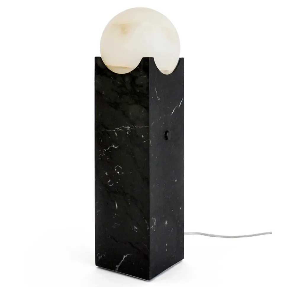 Lampada Rettangolare con Sfera Bianca e Base in Marmo Made in Italy - Koshi