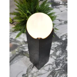 Lampada Rettangolare con Sfera Bianca e Base in Marmo Made in Italy - Koshi