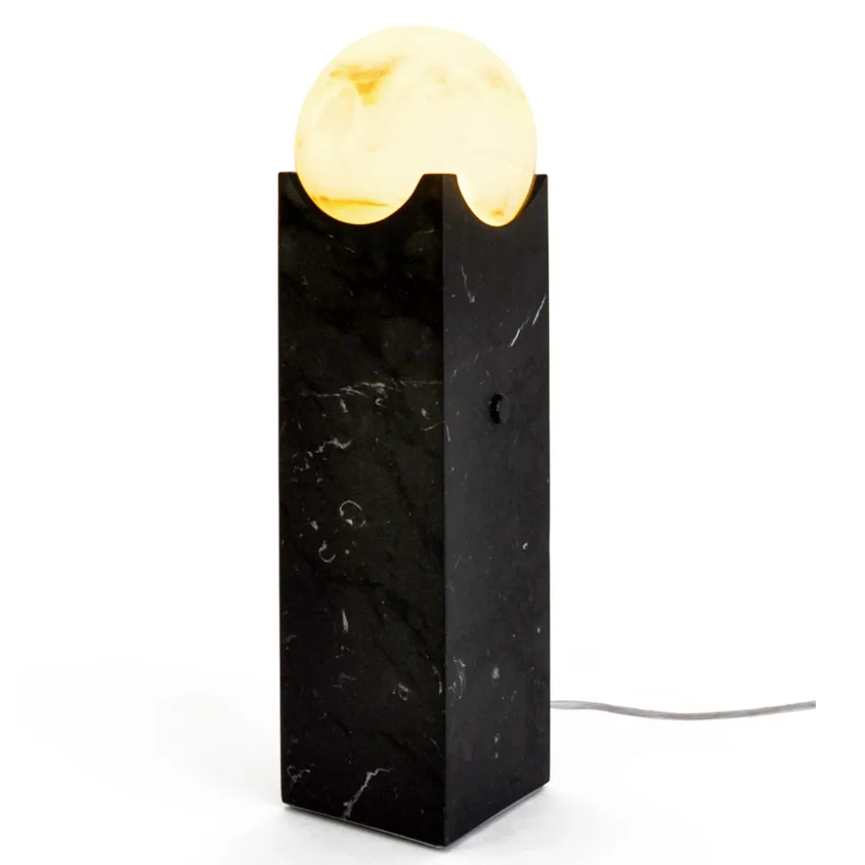 Lampada Rettangolare con Sfera Bianca e Base in Marmo Made in Italy - Koshi