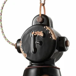 Lampadario a campana vintage in ceramica e metallo Angela Ferroluce