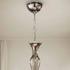 Lampadario a 8 Luci Artigianale in Vetro Veneziano Fumè Made in Italy - Vittoria