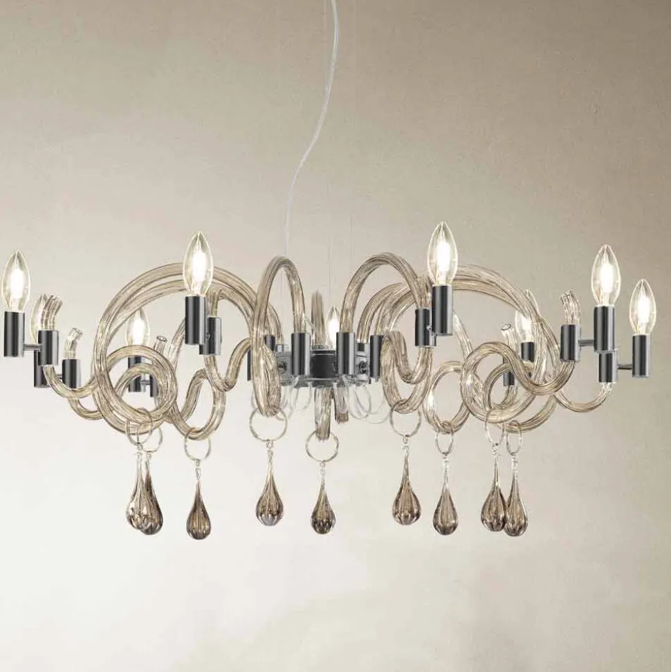 Lampadario a 9 Luci Artigianale in Vetro di Venezia Made in Italy - Bernadette