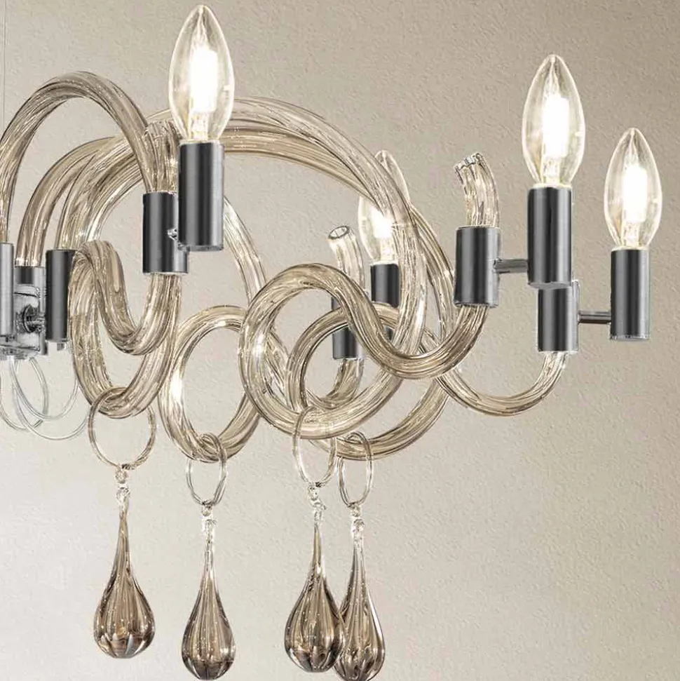 Lampadario a 9 Luci Artigianale in Vetro di Venezia Made in Italy - Bernadette