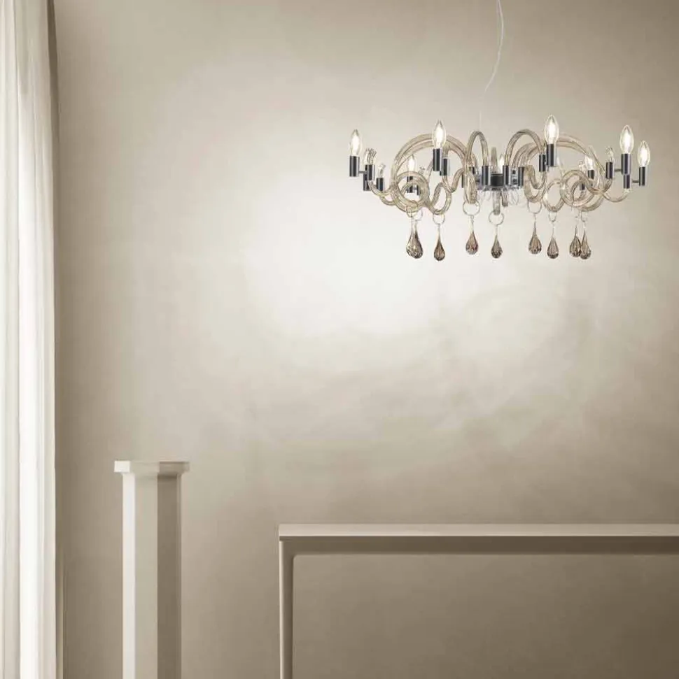 Lampadario a 9 Luci Artigianale in Vetro di Venezia Made in Italy - Bernadette