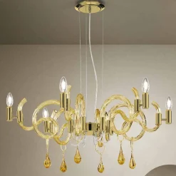Lampadario a 6 Luci Artigianale in Vetro di Venezia Made in Italy - Bernadette