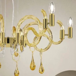 Lampadario a 6 Luci Artigianale in Vetro di Venezia Made in Italy - Bernadette