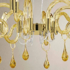 Lampadario a 6 Luci Artigianale in Vetro di Venezia Made in Italy - Bernadette