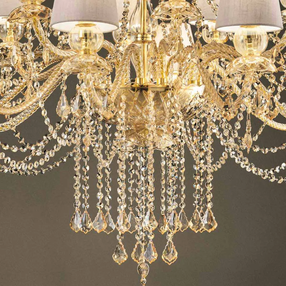 Lampadario a 16 Luci Fatto a Mano in Vetro di Venezia, Made in Italy - Milagros