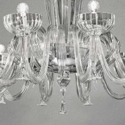 Lampadario a 12 Luci Fatto a Mano in Vetro Veneziano, Made in Italy - Regina