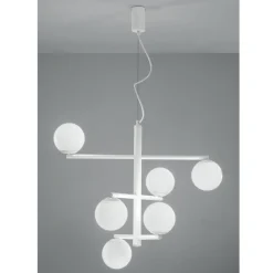 Lampadario a 6 Luci in Metallo Verniciato con Diffusori in Vetro - Lido