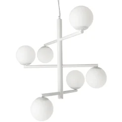 Lampadario a 6 Luci in Metallo Verniciato con Diffusori in Vetro - Lido